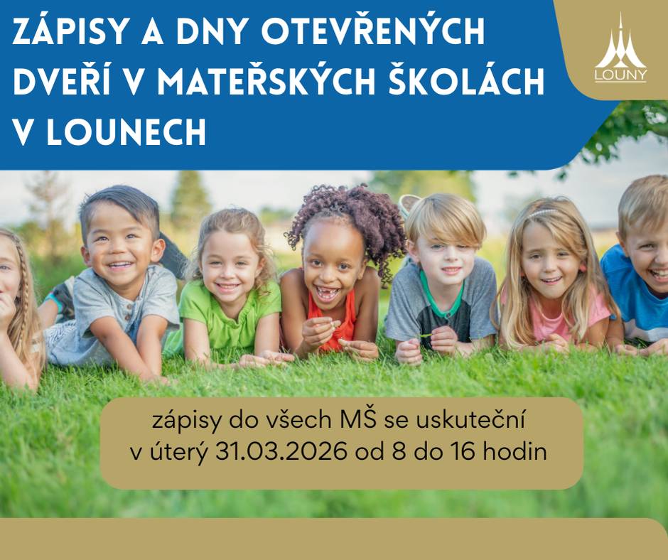 Máte doma budoucího předškoláka, který se již těší na kamarády do školky? Přijďte s ním, k zápisu, který proběhne ve stejném termínu na všech mateřských školách ve městě, a to v úterý 31. 3. 2026 od 8:00 do 16:00 hodin. Zápis se týká dětí, které dosáhnou do 31. 8. 2026 věku tří let. Povinné předškolní vzdělání se vztahuje na děti, které dosáhnou pěti let věku do 31. 8. 2026.  Ještě před zápisem pořádají všechny mateřské školy ve městě dny otevřených dveří.  Veškeré informace jsou k dispozici ke stažení na webových stránkách zde https://1url.cz/6eJgE.
