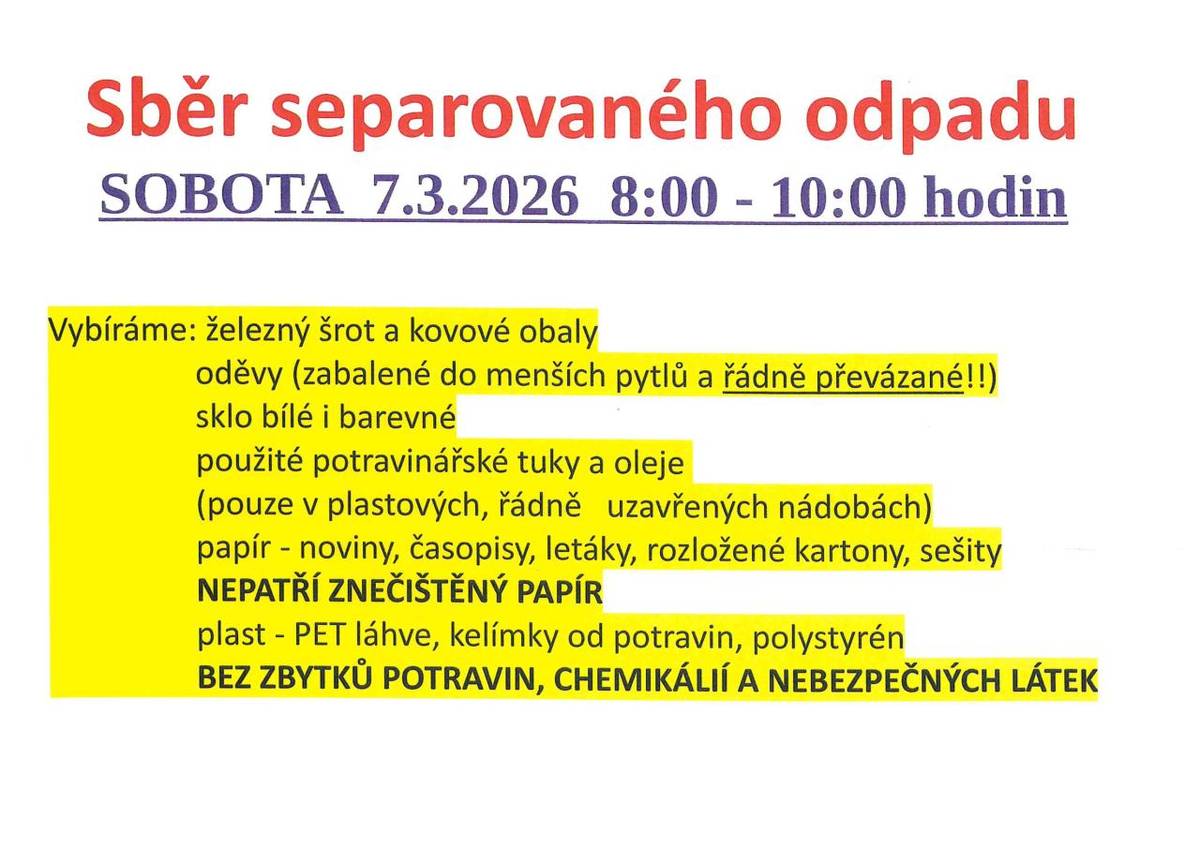 sobota 7.března od 8 do 10 hodi