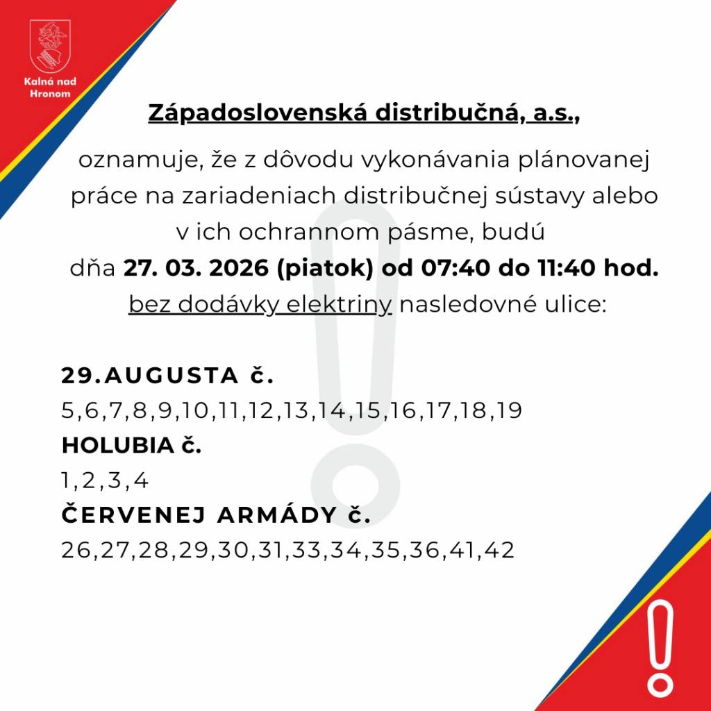 Plánované práce na zariadeniach distribučnej sústavy