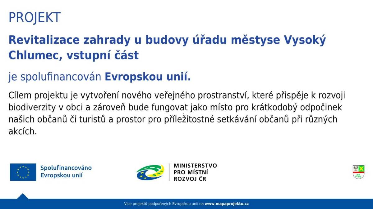 Revitalizace zahrady u budovy úřadu městyse Vysoký Chlumec, vstupní část