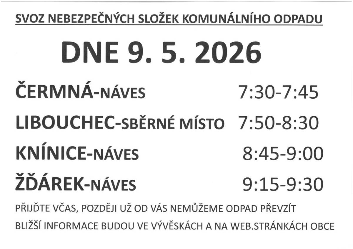 Svoz nebezpečných složek komunálního odpadu