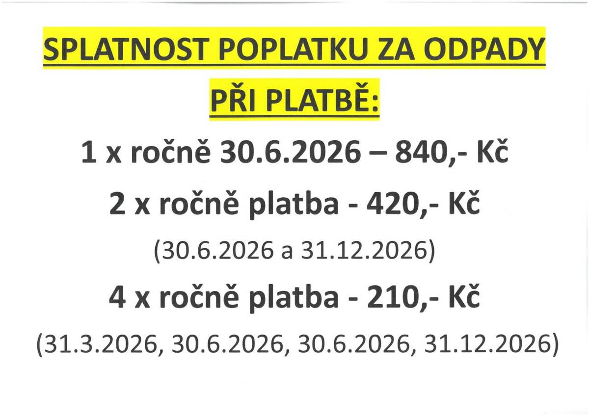 Splatnost poplatku za odpady při platbě