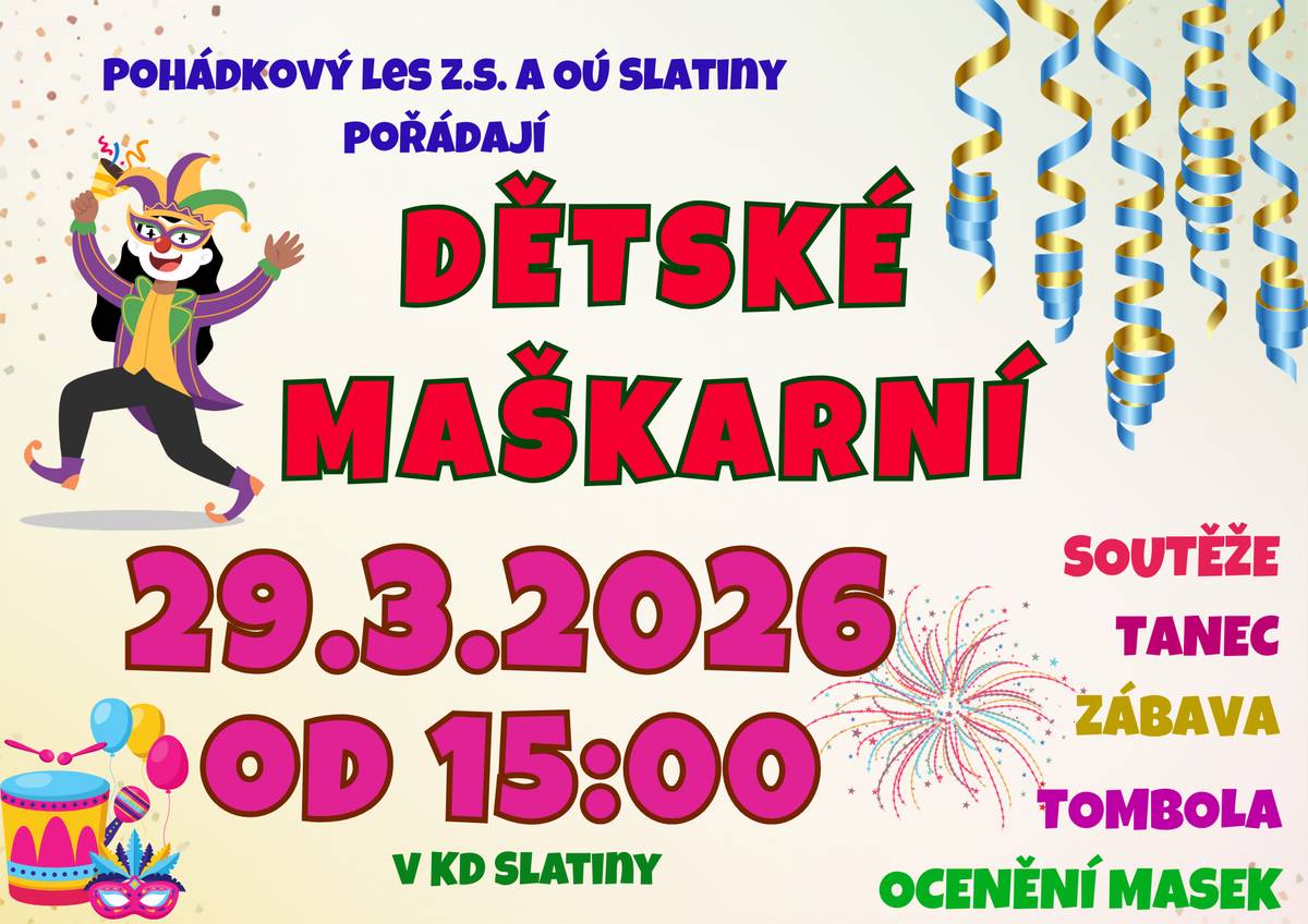 Maškarní dětský ples ve Slatinách
