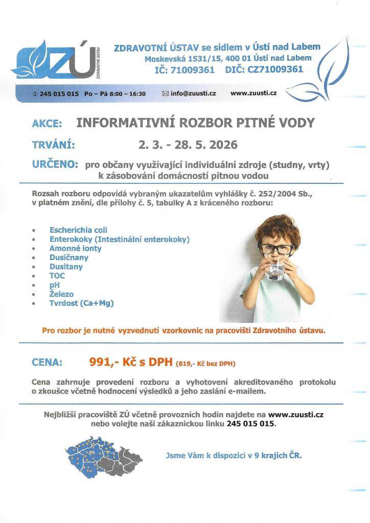 abídka informativního rozboru pitné vody