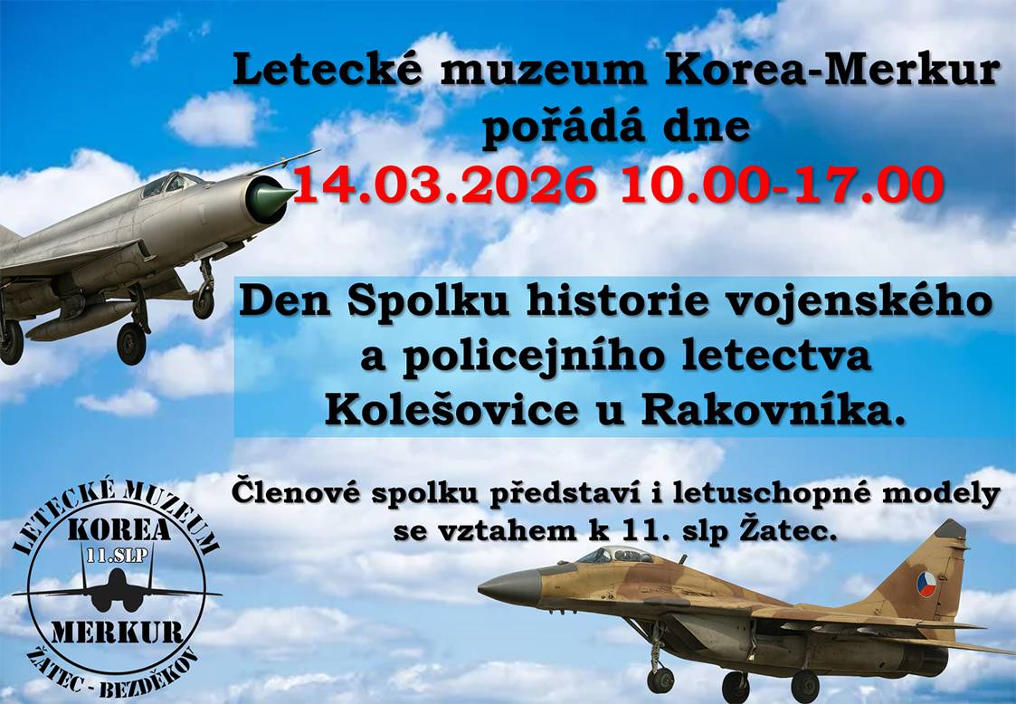 Dne 14. března 2026 se v Leteckém muzeu Korea-Merkur uskuteční Den Spolku historie vojenského a policejního letectva. Členové spolku představí letuschopné modely, které mají vztah k 11. slp Zatec.