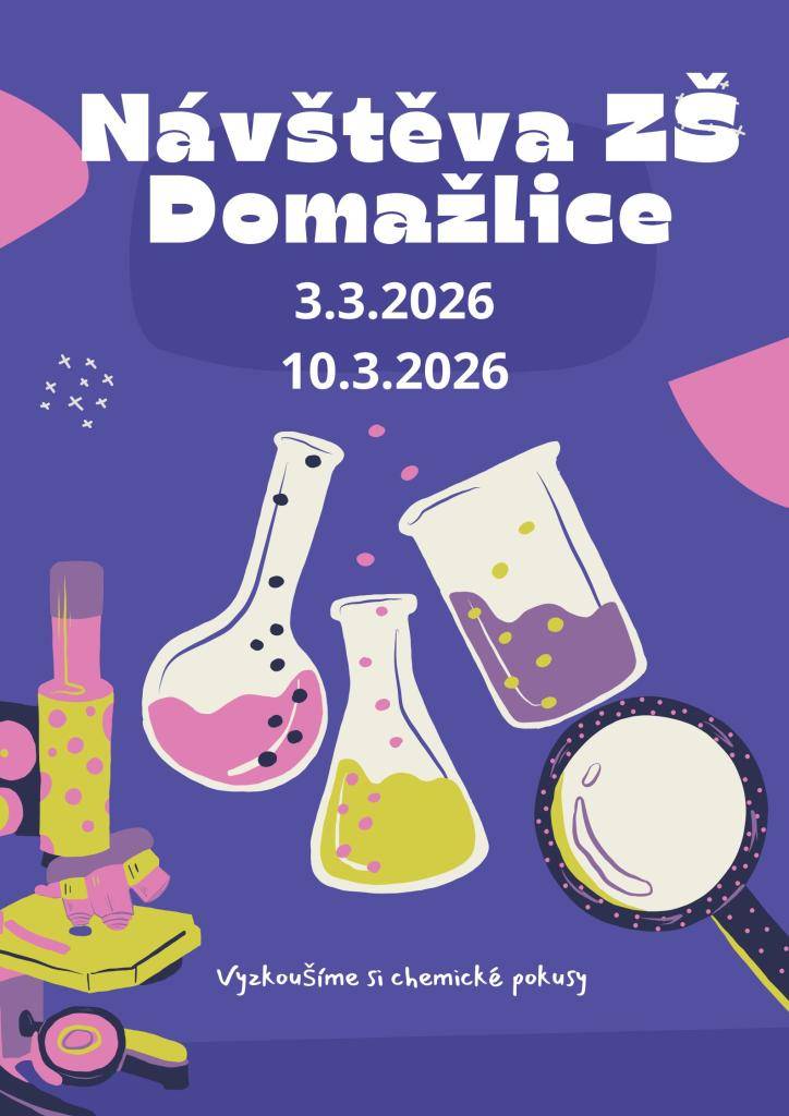 Skupina dětí vyrazí autobusem do Domažlic, aby se zúčastnila hodiny chemie na základní škole.