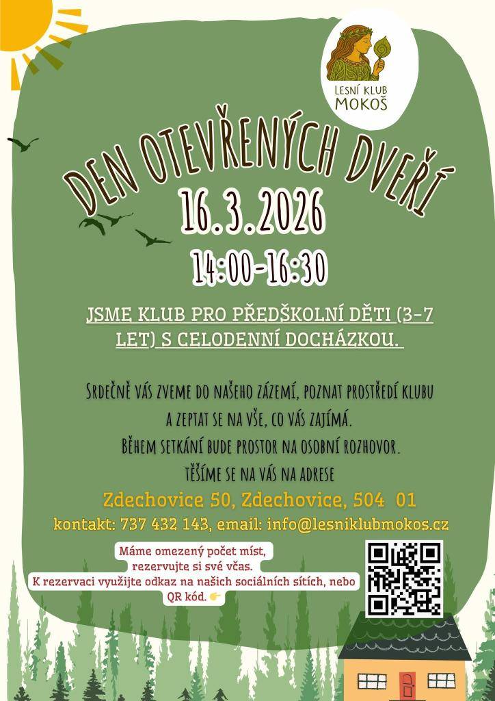 zve na Den otevřených dveří - pondělí 16.3.2026 od 14 - 16:30 hod.