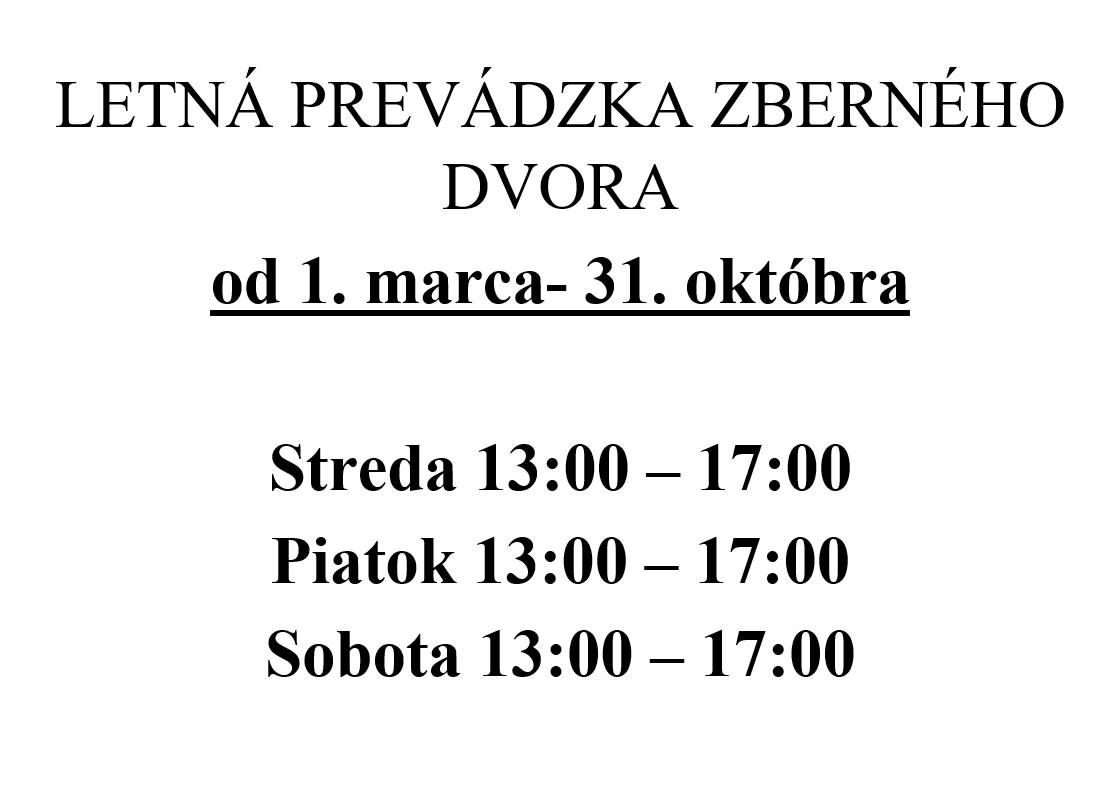 Letná prevádzka zberného dvora