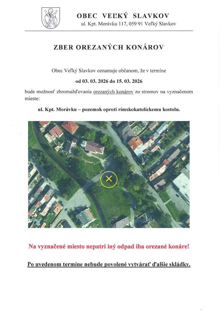 od 03.03.2026 do 15.03.2026 pred rímskokatolíckym kostolom