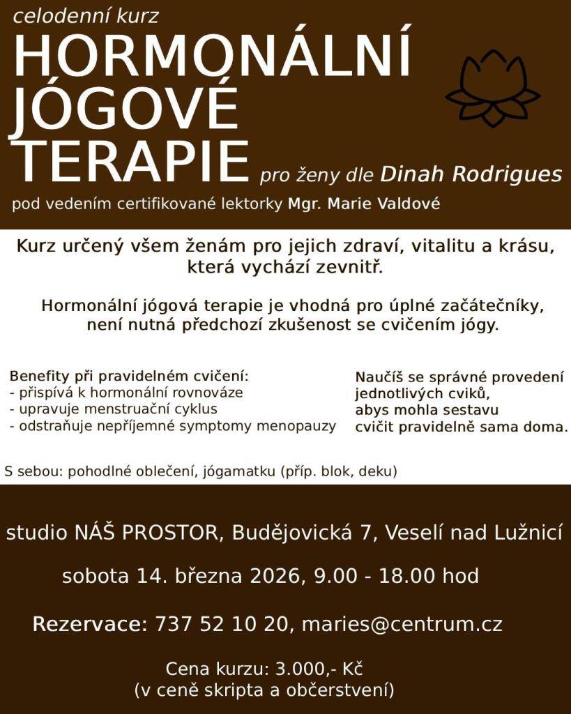 Hormonální jógové terapie - celodenní kurz pod vedením Mgr. Marie Valdové