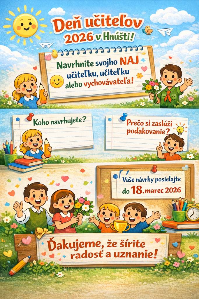 Hnúšťa, 6.3.2026 - Blíži sa 28. marec – Deň učiteľov, deň, ktorý je venovaný všetkým pedagógom a ľuďom, ktorí sa s láskou a trpezlivosťou venujú vzdelávaniu a výchove našich detí.