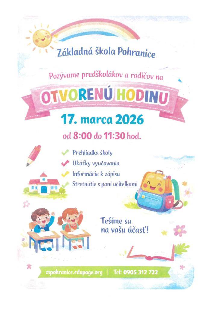 Pozvánka predškolákov na otvorenú hodinu.  Meghívó az nagycsoportos óvodások részére szervezett nyílt tanórára.
