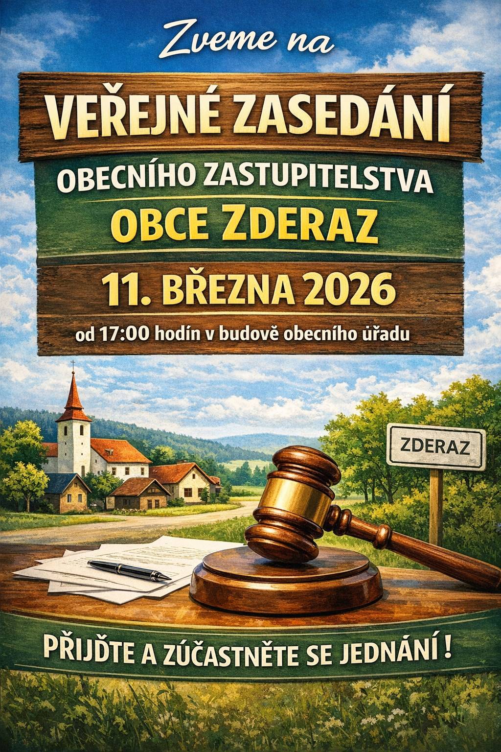 Ve středu 11.3. se od 17 hodin koná veřejné zasedání obecního zastupitelstva.