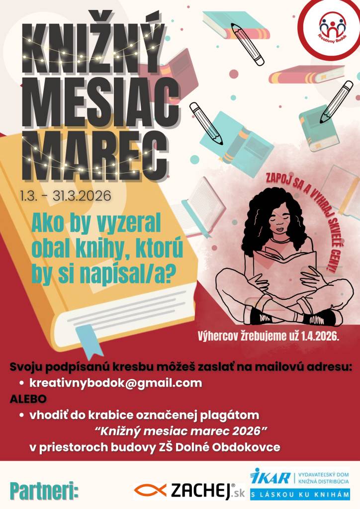 Ani sme sa nenazdali a tretí mesiac roka 2026 sa už naplno rozbehol, a tak ako aj po minulé roky Vám občianske združenie Kreatívny Bodok opäť prináša čitateľsko-kreatívnu aktivitu: