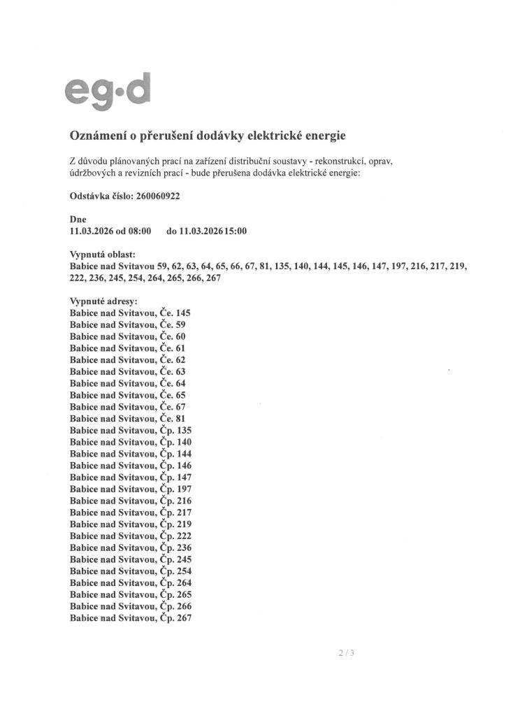 odstávka 11.03.2026 8:00 - 15:00