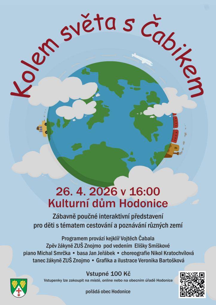 Divadelní představení pro děti "Kolem světa s Čabikem"v Hodonicích.