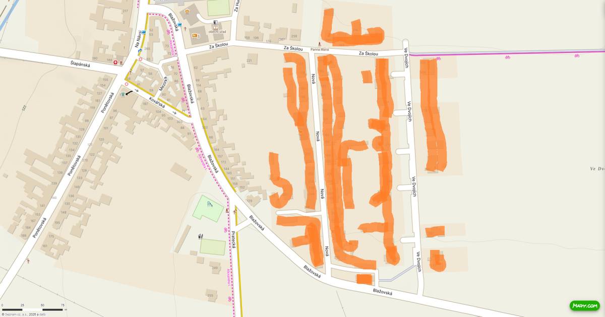 Z důvodu plánovaných prací na zařízení distribuční soustavy - rekonstrukcí, oprav, údržbových  a revizních prací - bude přerušena dodávka elektrické energie dne 23.3.2026 od 7:30 do 15:00 hod. v ulicích Nová, Ve Dvojích, Za Školou (část) - viz přiložená mapa.