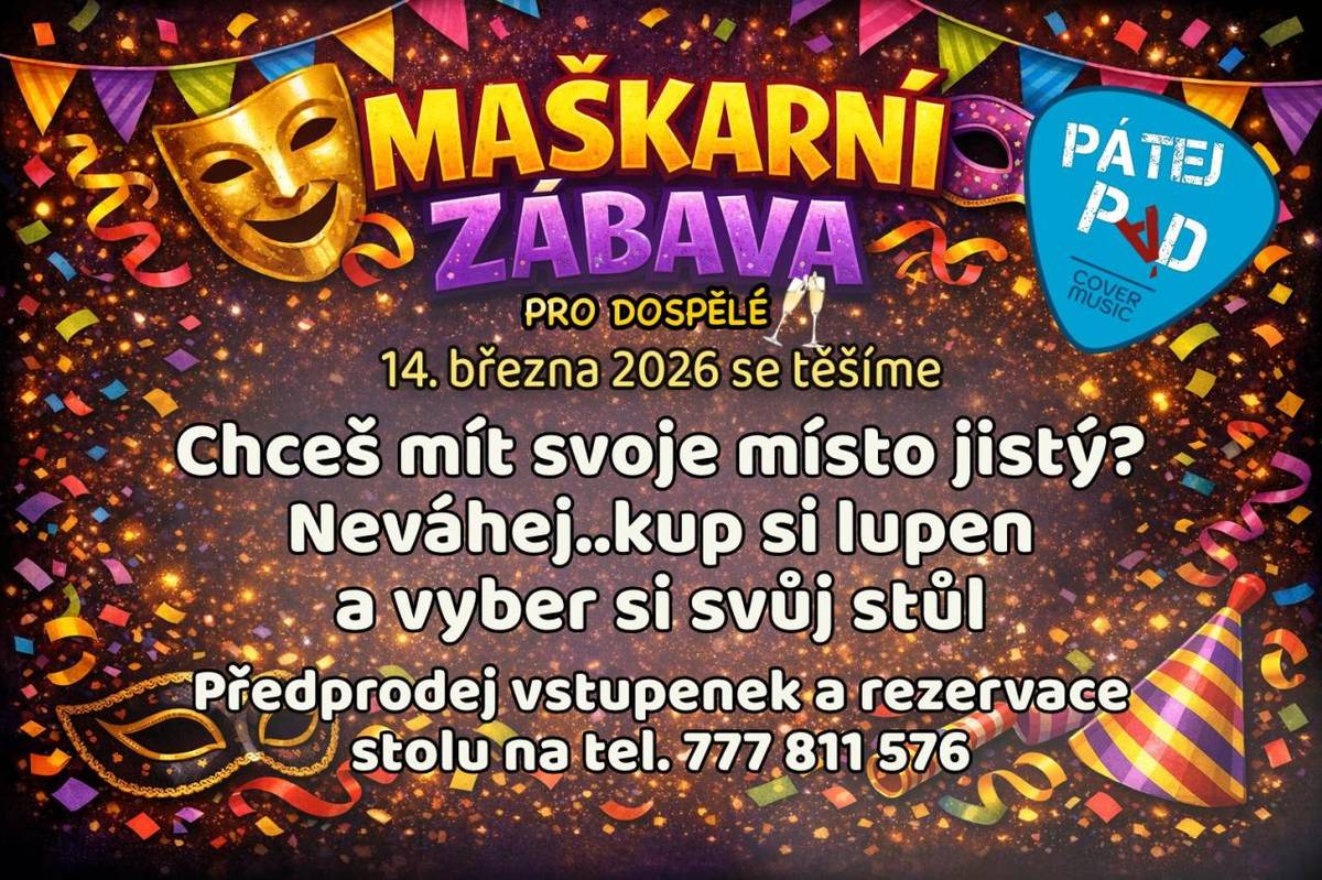 Pokud chcete mít zajištěné místo v sále na sezení, můžete si je rezervovat na tel.: 777811576