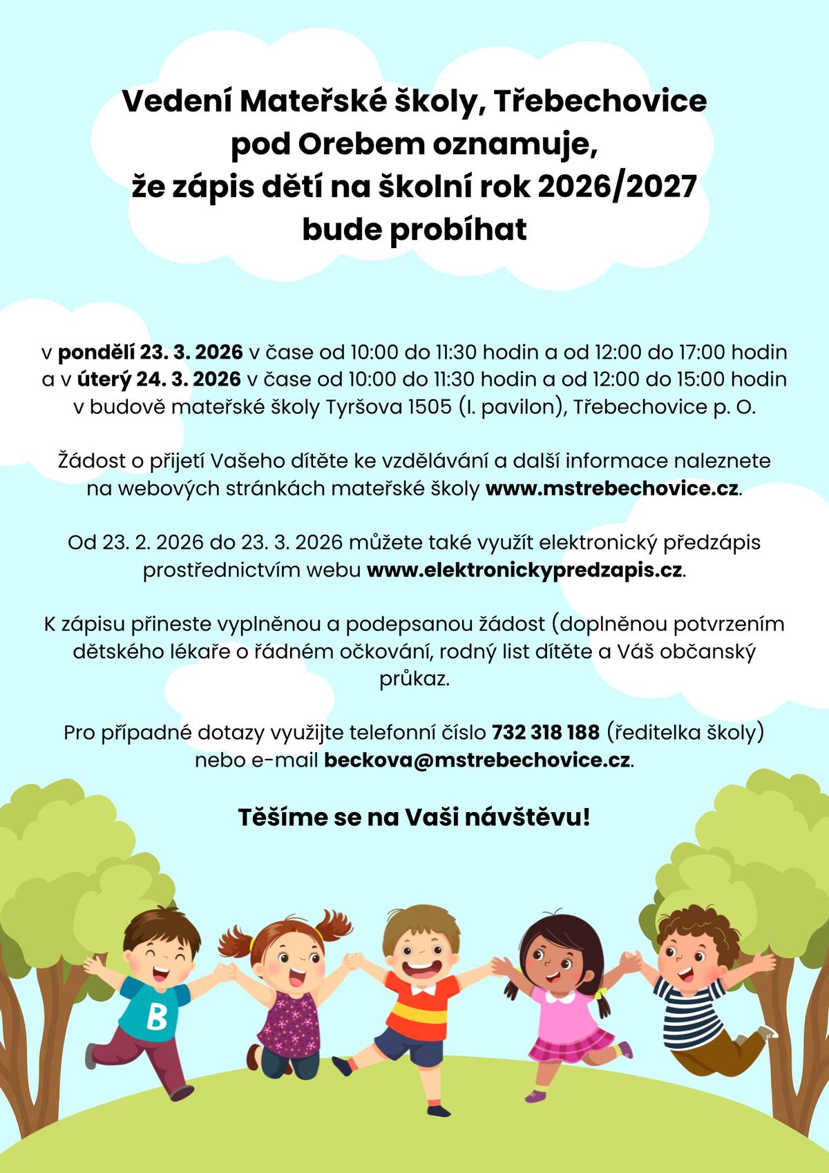 Zápis do mateřské školy v Třebechovicích