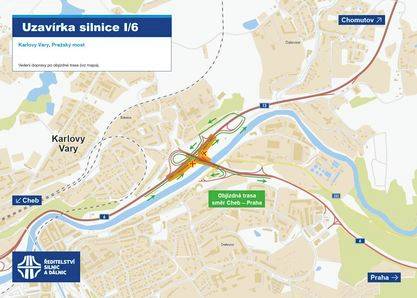 POZOR! OD 23. března 2026 Objízdná trasa na I/6   Od 23. března 2026 bude zprovozněna objízdná trasa na silnici I/6 kvůli opravě Pražského mostu. Dojde zde, ke změně přednosti v jízdě a to ze směru z Dalovice do KV. Vozidla z Dalovic budou dávat přednost vozidlům jedoucím z průtahu směrem do KV.   Především v ranních hodinách bude pravděpodobně docházet ke koloně na výjezdu z Dalovic, proto zvažte alternativní trasu do KV např. viaduktem směrem k "Barumce" nebo přes Zálesí.
