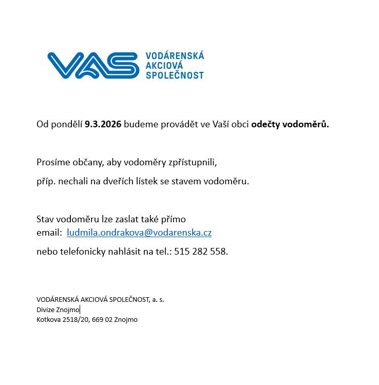VAS odečty vodoměrů