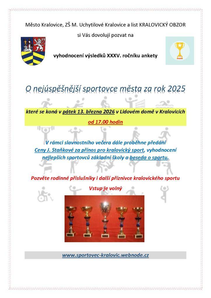 O nejúspěšnější sportovce města za rok 2025