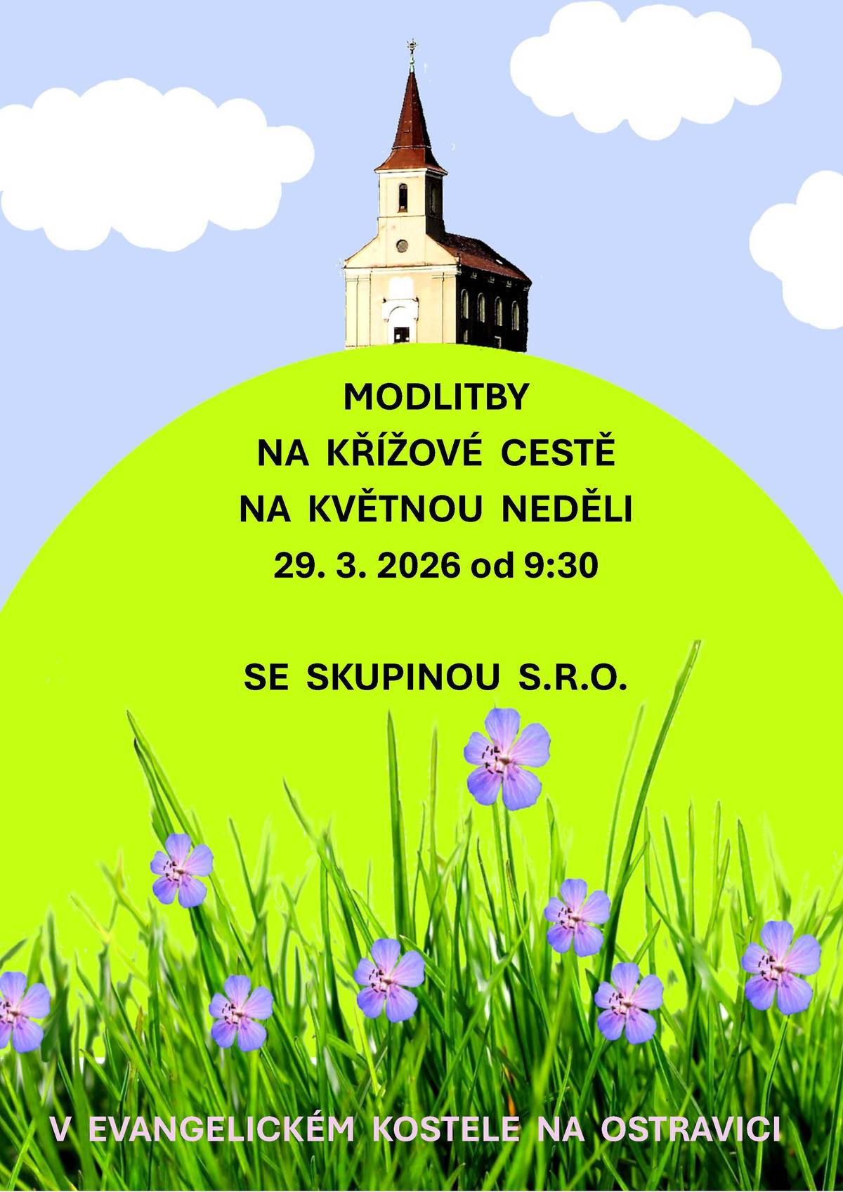 "Pašijové bohoslužebné pásmo - evangelijní biblické texty a meditace Michela Quiosta Modlitby na křížové cestě s hudebním doprovodem skupiny S.R.O. z Frýdlantu nad Ostravicí."