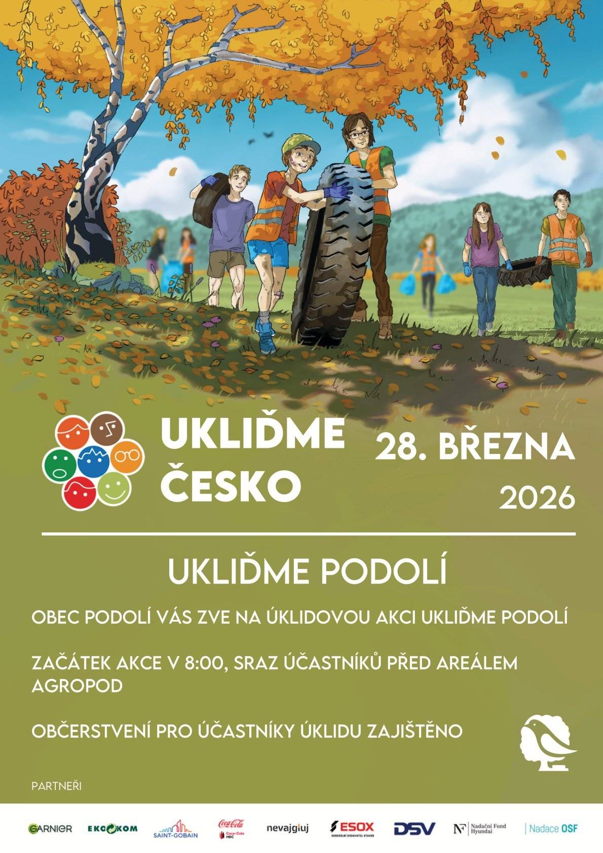 Obec Podolí zve všechny dobrovolníky na akci „Ukliďme Podolí a jeho okolí“ 🌿🧹 Akce se koná v sobotu 28. března. Sraz účastníků je v 8:00 před areálem Agropod. 📍 Rukavice, případně lopaty a hrábě si vezměte s sebou. 🧤🪣 Pro účastníky bude zajištěno občerstvení. ☕🥪 Budeme rádi za každou pomocnou ruku. 💚 Děkujeme všem, kteří se zapojí!