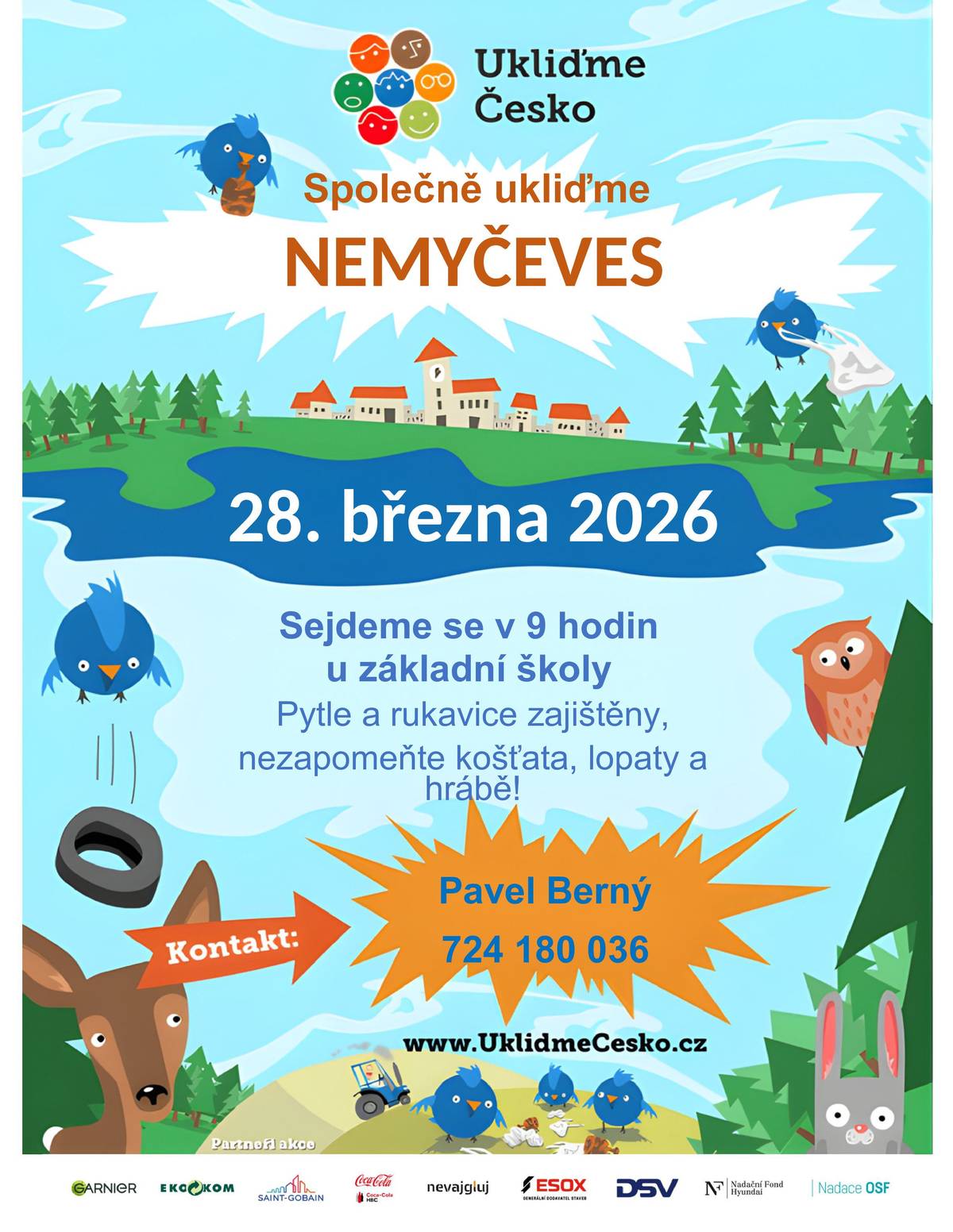 Milí přátelé, společná jarní úklidová akce v naší obci se pomalu blíží. Budeme rádi, když si v sobotu 28. března 2026 najdete chvilku a zapojíte se do jarního úklidu. Nezapomeňte, prosím, hrábě, lopaty a košťata na úklid komunikací.  Malé občerstvení po práci bude opět připraveno :-). TĚŠÍME SE NA VÁS!
