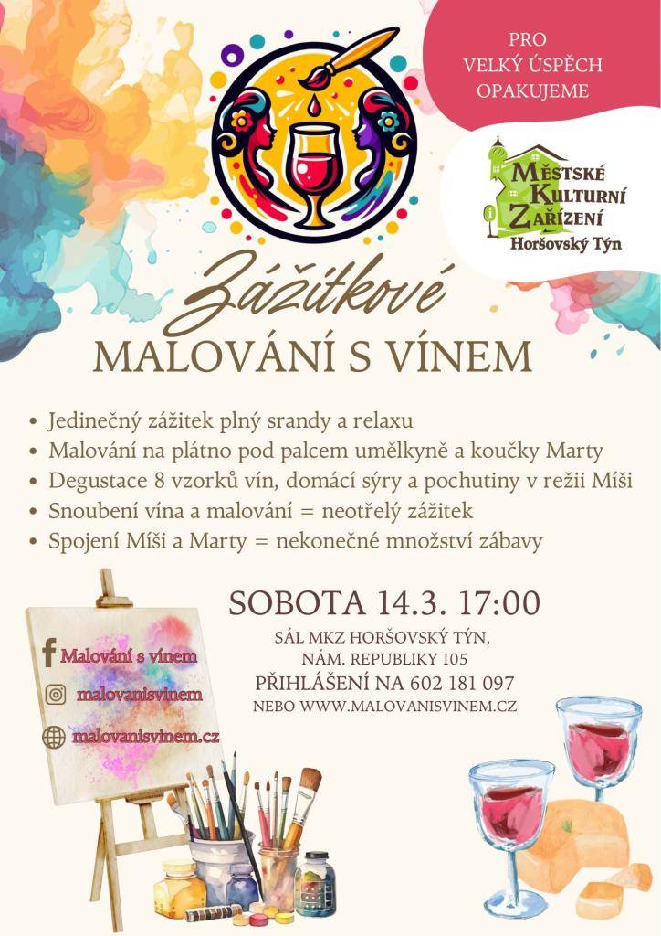Snoubení vína a malování v sále MKZ Horšovský Týn.