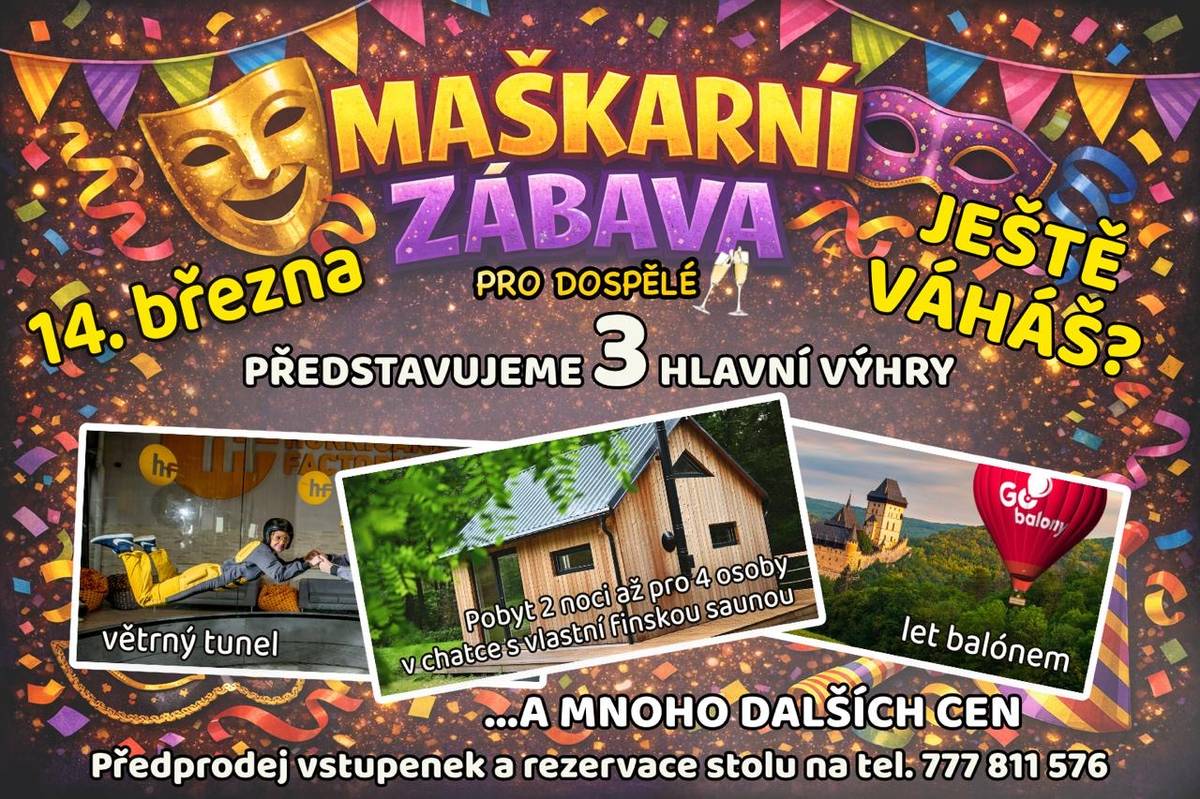 Přijďte se bavit a vyhrajte jednu z hlavních cen. Třeba pobyt na dvě noci až pro 4 osoby v chatce s vlastní finskou saunou