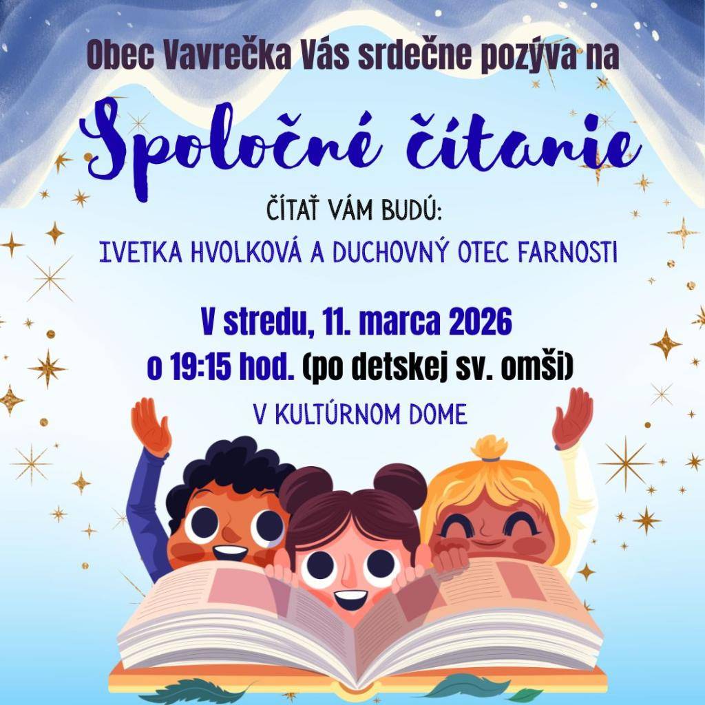 Srdečne Vás pozývame na spoločné čítanie rozprávok a príbehov