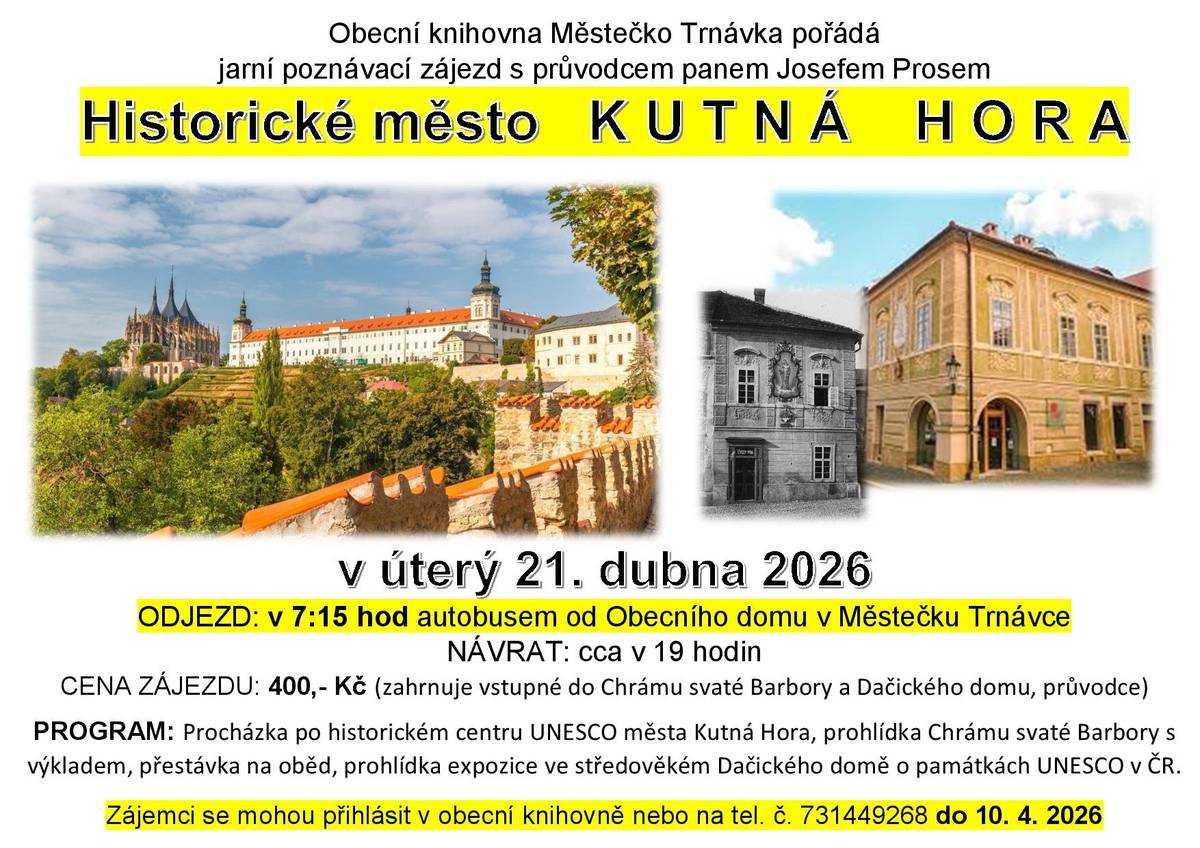 Obecní knihovna pořádá poznávací zájezd do Kutné Hory.