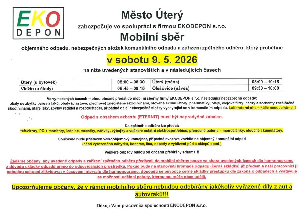 Mobilní sběr 9.5.2026