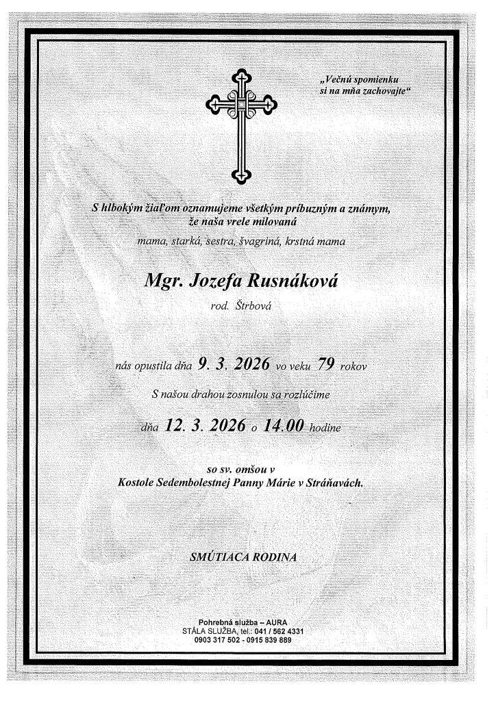 Oznámenie o poslednej rozlúčke