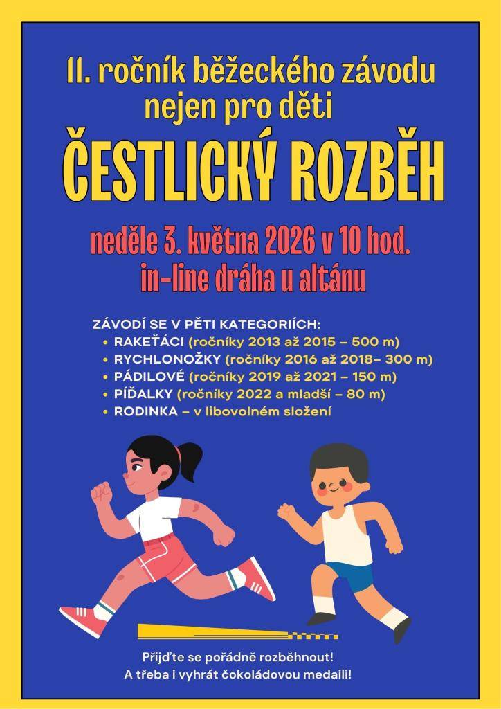 11.ročník běžeckého závodu nejen pro děti - 3.května 2026 in-line dráha u altánu.