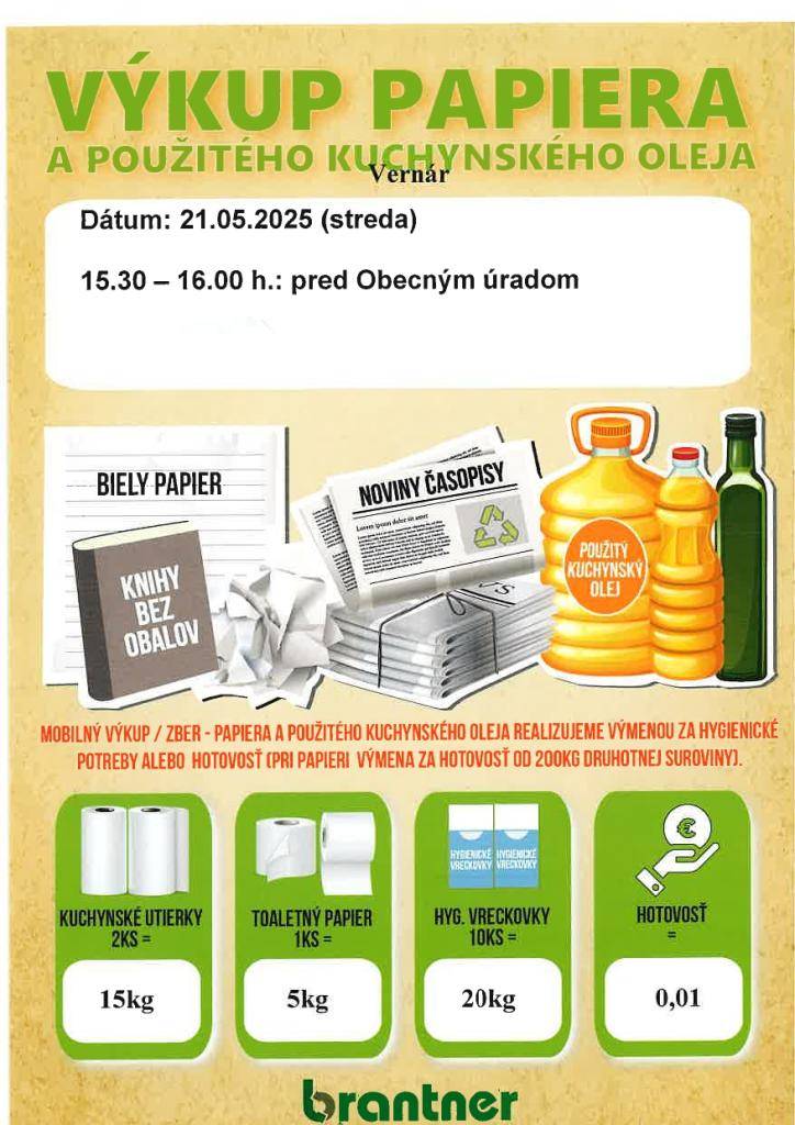 Výkup papiera, 21.5.2025