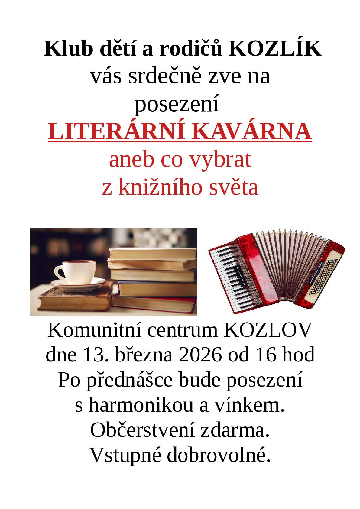 Literární kavárna 13.3.2026