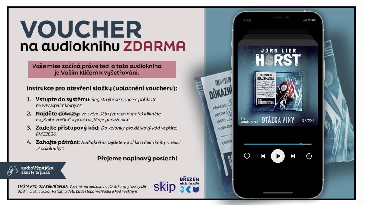 Voucher může využít kdokoli – není nutné být registrovaným čtenářem knihovny.  Při využití voucheru musí mít čtenář registraci na PalmKnihy.  Voucher je potřeba uplatnit do 31. března 2026.