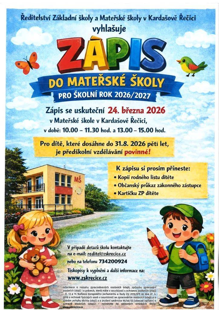 Zápis do Mateřské školy - 24. března 2026