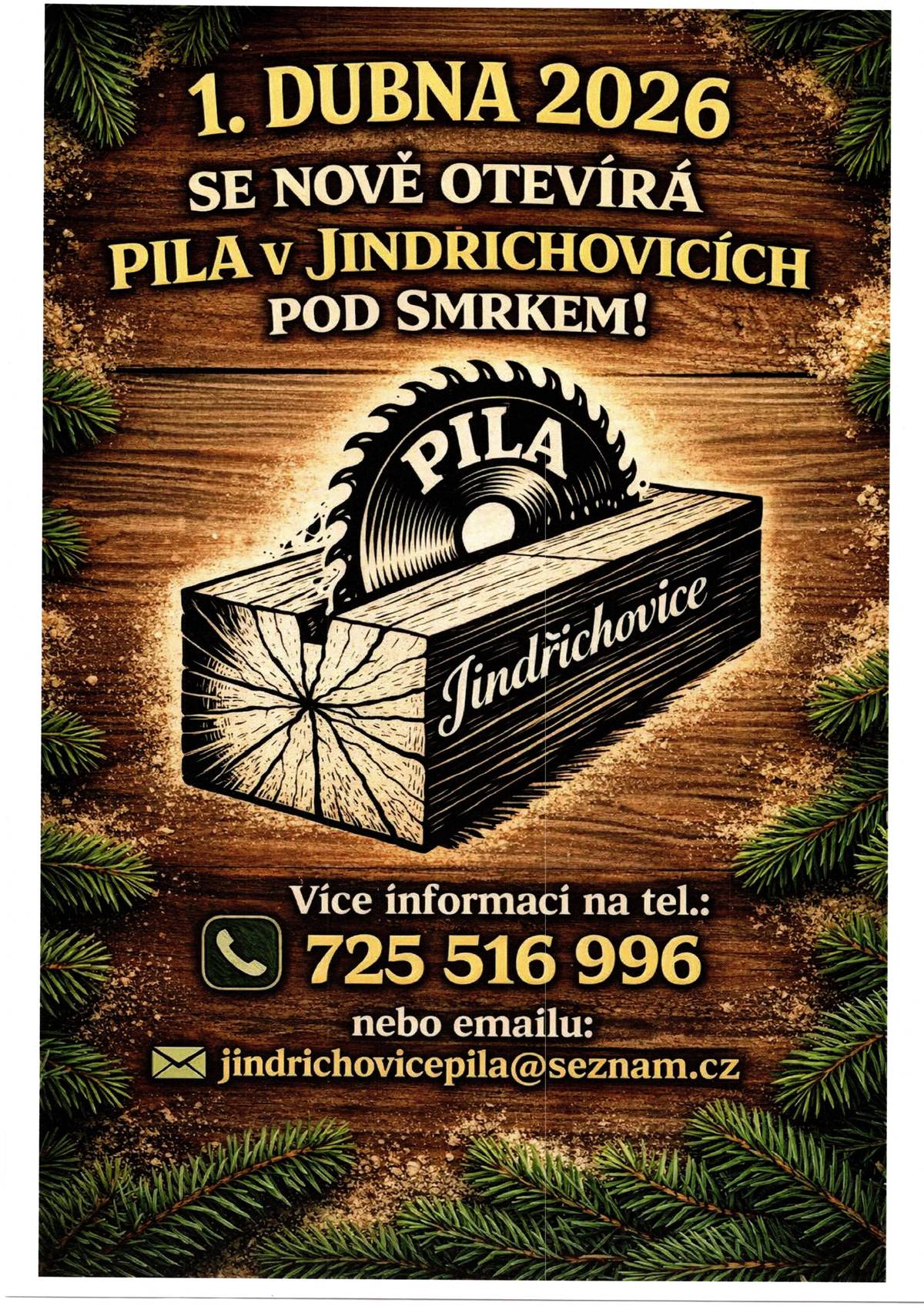 Nové otevření pily v Jindřichovicích pod Smrkem.