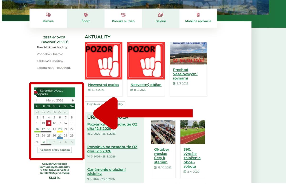 Vážení občania, pripravili sme pre Vás novinku, ktorá Vám uľahčí sledovanie vývozu odpadu v našej obci Oravské Veselé.