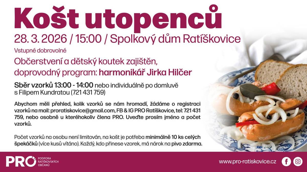 Kdy: 28.3.2026 od 15:00  Kde: Spolkový dům Ratíškovice