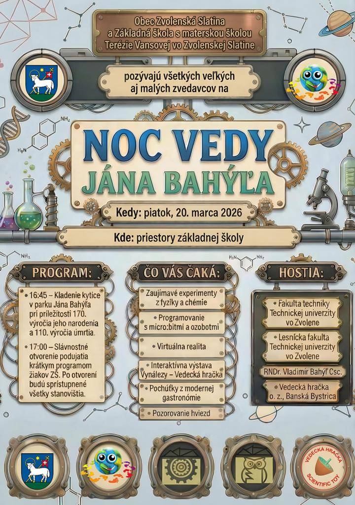 piatok 20. marca 2026  17:00 - 20:00 hod.  v základnej škole