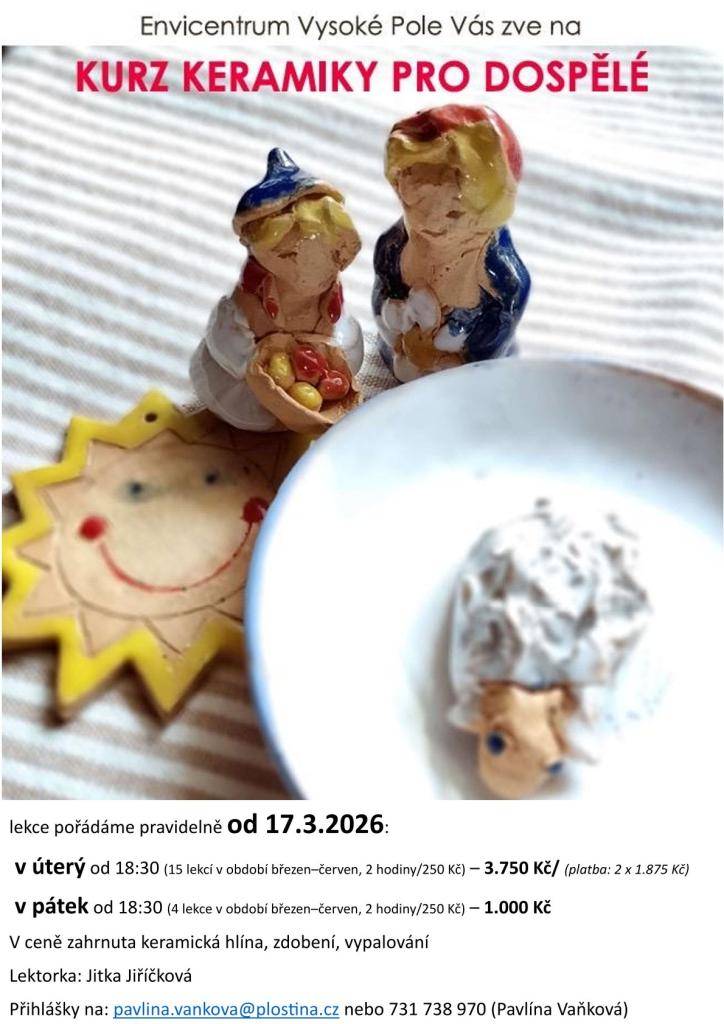 Zveme Vás na pravidelné úterní/páteční kurzy keramiky do Envicentra.