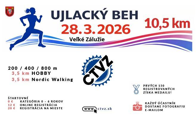 Občianske združenie Šport Veľké Zálužie pozýva bežcov a športovcov z celého regiónu na 2. ročník Ujlackého behu, ktorý sa uskutoční v sobotu 28. marca 2026 vo Veľkom Záluží.