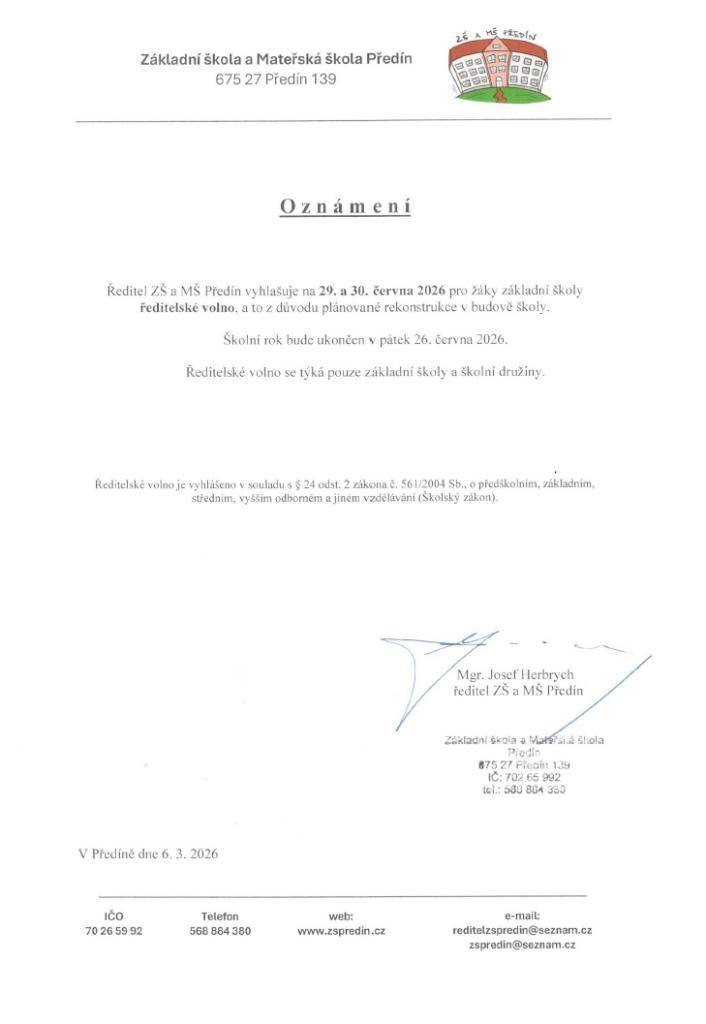 Základní škola a Mateřská škola Předí