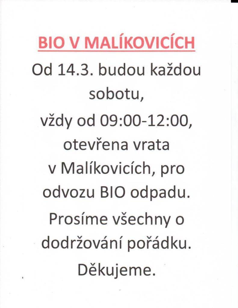 BIO ODPAD V MALÍKOVÍCÍCH