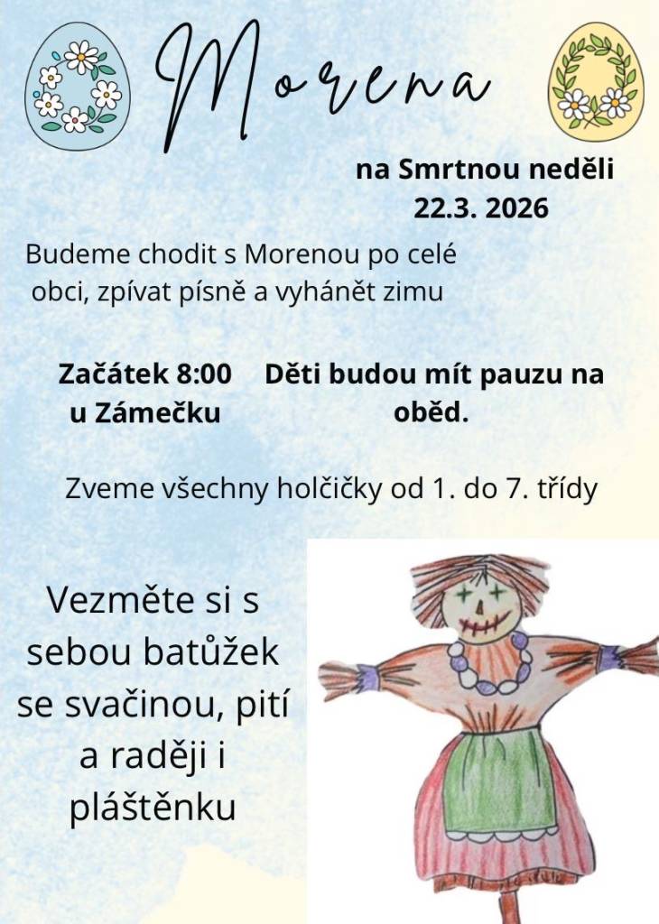 v neděli 22. března. Holčičky od 1. do 7. třídy vezměte si s sebou batůžek se svačinou, pití a raději i pláštěnku. Sraz je na Zámečku v 8.00 hodin.