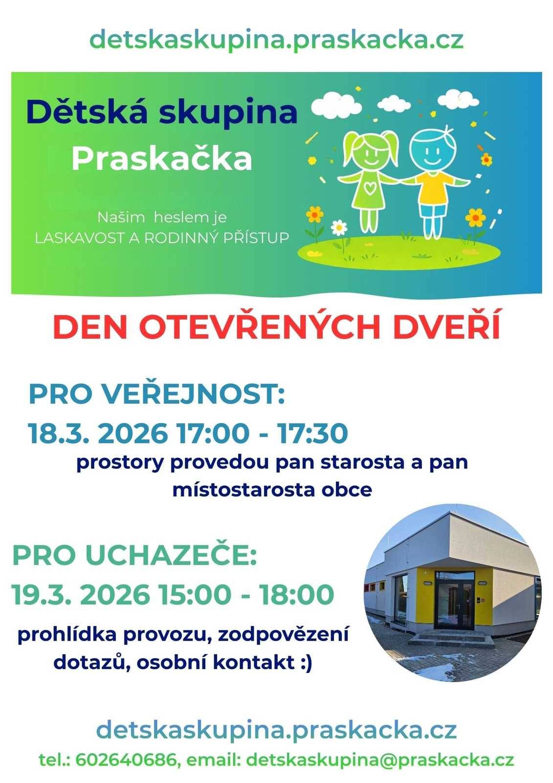 Zveřejňujeme informaci o nových dětských skupinách ve Starých Ždánicích a Praskačce.